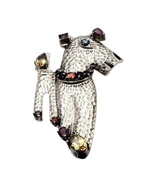 Nicky Butler Pin Pendant Sterling Silver Gemstone Dog Puppy Rare Figural